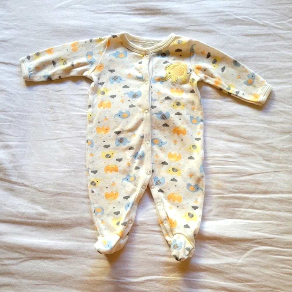 Cozy Elephant Print Kids Footie
